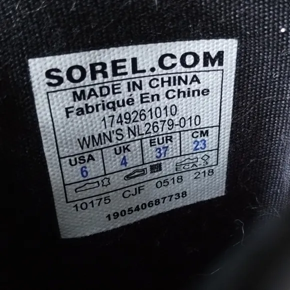 Sorel Emelie Mid Calf Black Leather Waterproof Boots NL2679-010 Women's Size 6