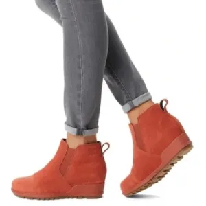 SOREL Evie Waterproof Suede Ankle Boots in Warp Red Size 7.5