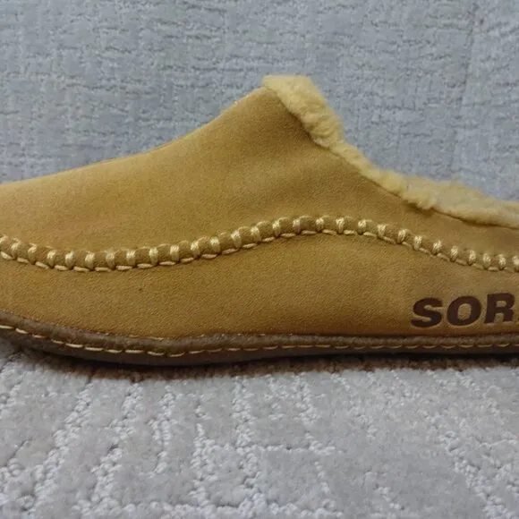 Sorel Falcon Ridge II Mens Size 8 Chestnut Brown Suede Faux Fur Lining Slippers