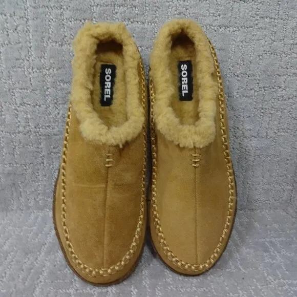 Sorel Falcon Ridge II Mens Size 8 Chestnut Brown Suede Faux Fur Lining Slippers