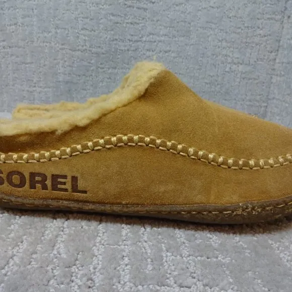 Sorel Falcon Ridge II Mens Size 8 Chestnut Brown Suede Faux Fur Lining Slippers