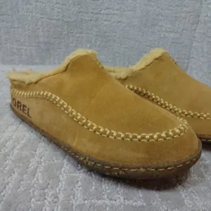 Sorel Falcon Ridge II Mens Size 8 Chestnut Brown Suede Faux Fur Lining Slippers