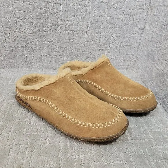 Sorel Falcon Ridge II Men's Size 8 US Tan Suede Fur Lined Slippers 1869741224