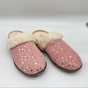 Sorel Girls Nakiska Slide II Slippers in Faux Pink Silver Stars size Youth 4 NEW