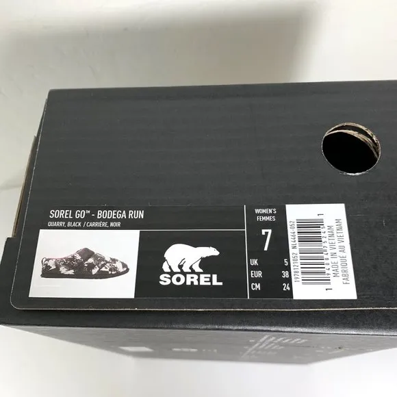 Sorel Go Bodega Run Slippers Faux Fur Slip On Quarry Black Size 7 NEW