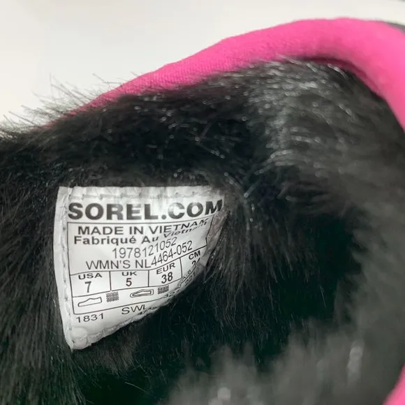 Sorel Go Bodega Run Slippers Faux Fur Slip On Quarry Black Size 7 NEW