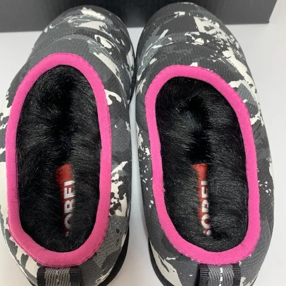 Sorel Go Bodega Run Slippers Faux Fur Slip On Quarry Black Size 7 NEW