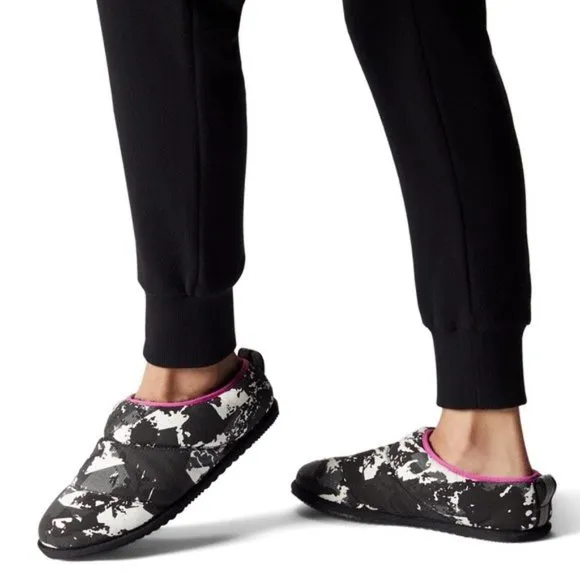 Sorel Go Bodega Run Slippers Faux Fur Slip On Quarry Black Size 7 NEW