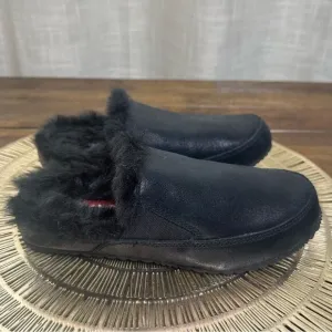 Sorel Go - Errand Run Women's Slippers  Size 6 Black Leather &amp; Faux Fur EUC