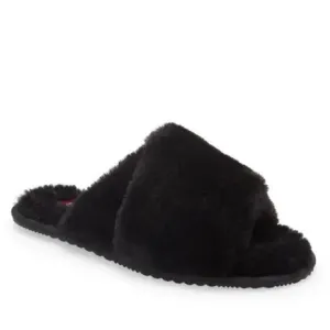 SOREL Go Mail Run Faux Fur Slide Slipper in Black Women's Size 12 NWT