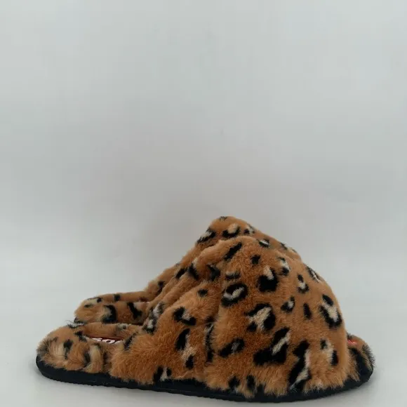 Sorel Go Mail Run Leopard Faux Fur Slippers In Tawny Buff Black