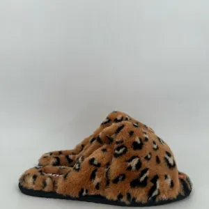 Sorel Go Mail Run Leopard Faux Fur Slippers In Tawny Buff Black