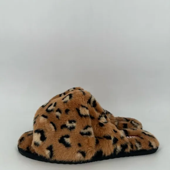 Sorel Go Mail Run Leopard Faux Fur Slippers In Tawny Buff Black