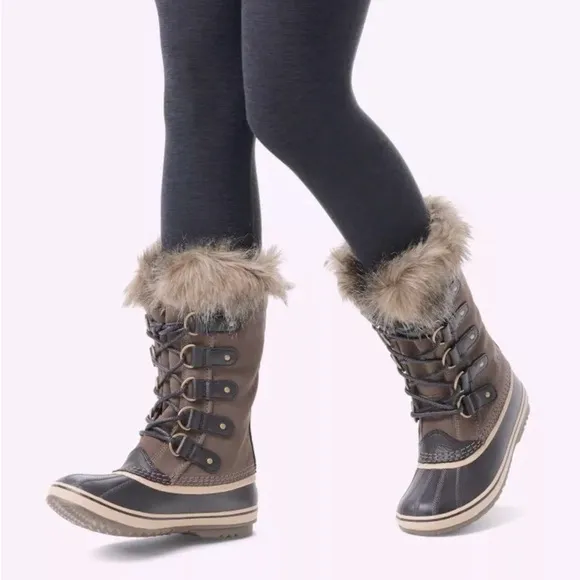 SOREL Joan of Arctic Army Green Leather Suede Women’s 8.5 Snow Boots