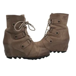 SOREL Joan Of Arctic Brown Wedge Ankle Boots Size 6.5 Women’s