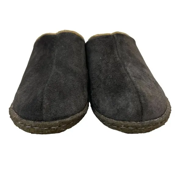 Sorel Lanner Ridge ll Slippers Kids 3 Dark Gray Suede Faux Fur Lined Slip On
