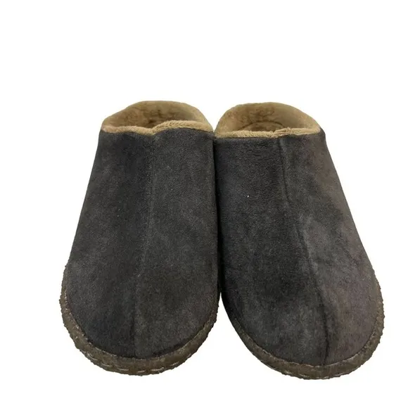 Sorel Lanner Ridge ll Slippers Kids 3 Dark Gray Suede Faux Fur Lined Slip On