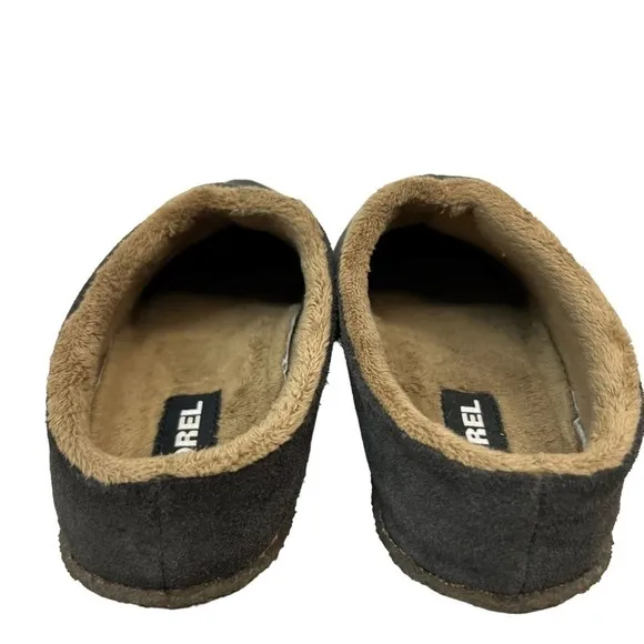 Sorel Lanner Ridge ll Slippers Kids 3 Dark Gray Suede Faux Fur Lined Slip On