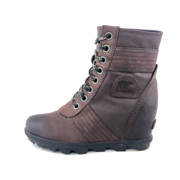 Sorel Lexie Canvas Pieced Wedge Ankle Boots 7