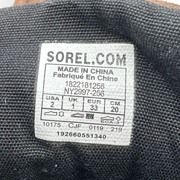 Sorel Madson Moc Toe Brown Leather Boots Youth Waterproof US2  Suede NY2997-256