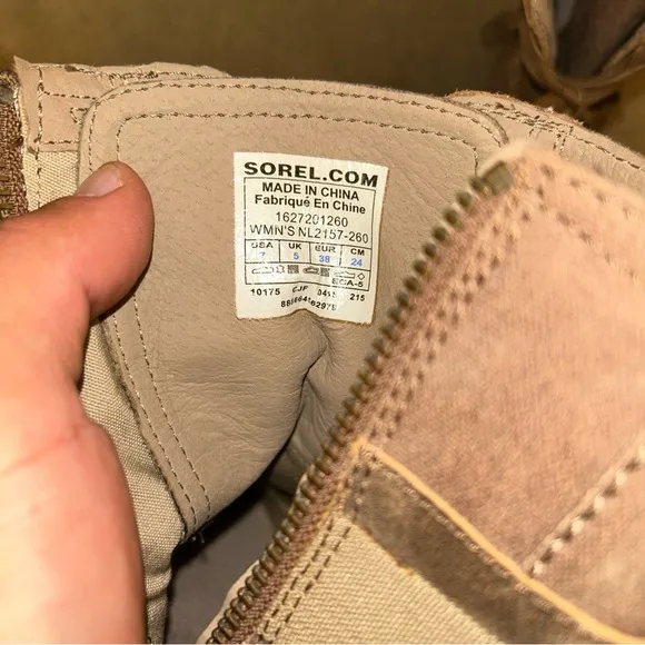 Sorel Major Carly Ankle Boots Combat Side Zip Lace Up Womens 7 Nutmeg Flax Tan