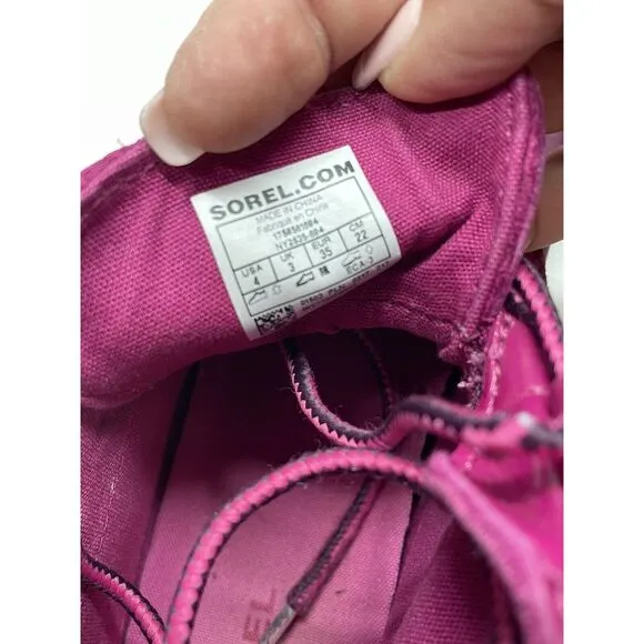 SOREL Pink Out N About Ankle Rain Duck Boots Girls Size US 4  UK 3 EUC