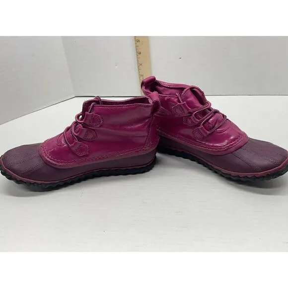 SOREL Pink Out N About Ankle Rain Duck Boots Girls Size US 4  UK 3 EUC