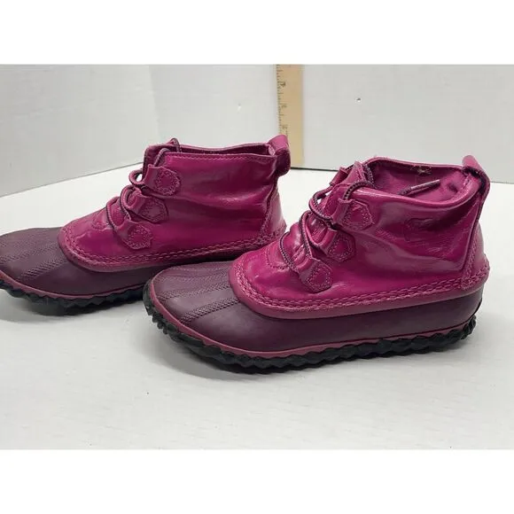 SOREL Pink Out N About Ankle Rain Duck Boots Girls Size US 4  UK 3 EUC