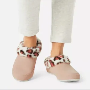 Sorel Slippers Coffee Run Women’s 8‎ Suede Faux Fur Slip On Animal Print