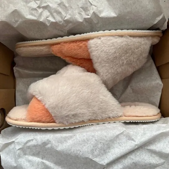 SOREL Sorel Nova Sand Go Mail Run Faux Fur Suede Slippers w/ Box, US7