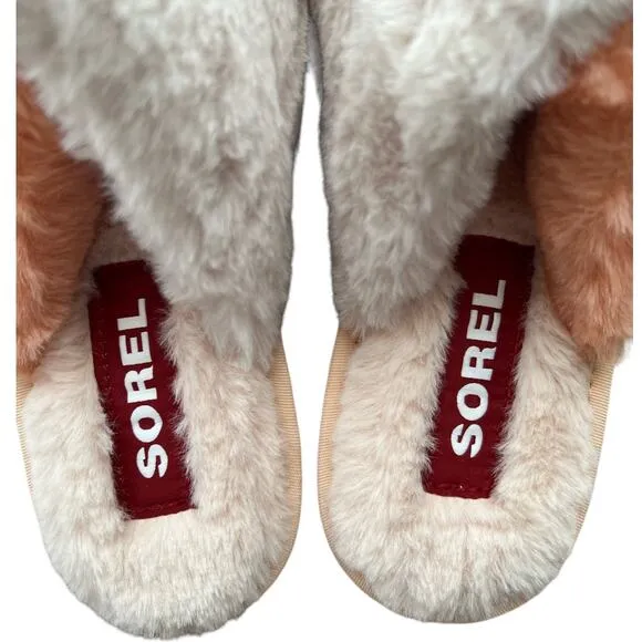 SOREL Sorel Nova Sand Go Mail Run Faux Fur Suede Slippers w/ Box, US7