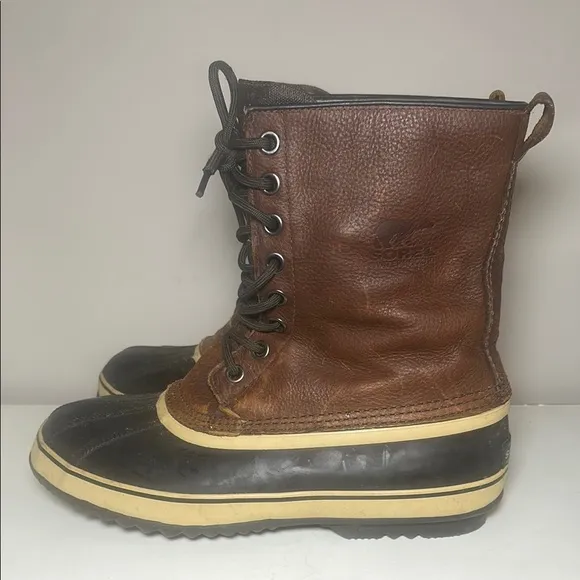 Sorel waterproof premium Brown leather Black Rain &amp; Snow duck Boots