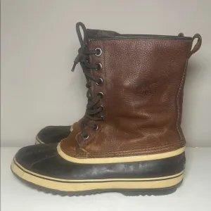 Sorel waterproof premium Brown leather Black Rain &amp; Snow duck Boots
