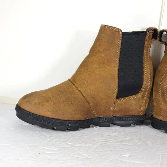 Sorel Women's Joan of Arctic II US7,5 Tan Leather Waterproof Wedge Chelsea Boot