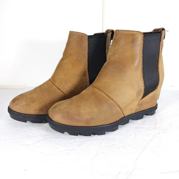 Sorel Women's Joan of Arctic II US7,5 Tan Leather Waterproof Wedge Chelsea Boot