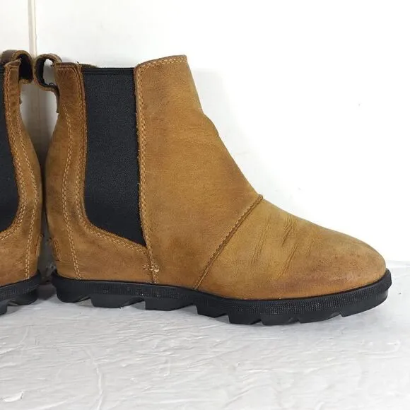 Sorel Women's Joan of Arctic II US7,5 Tan Leather Waterproof Wedge Chelsea Boot