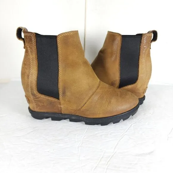 Sorel Women's Joan of Arctic II US7,5 Tan Leather Waterproof Wedge Chelsea Boot