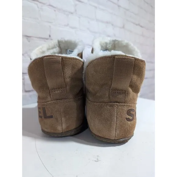 Sorel Womens Nakiska Bootie Slippers Camel Brown Suede NL3389-224 Size 10