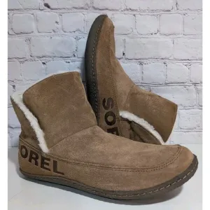 Sorel Womens Nakiska Bootie Slippers Camel Brown Suede NL3389-224 Size 10