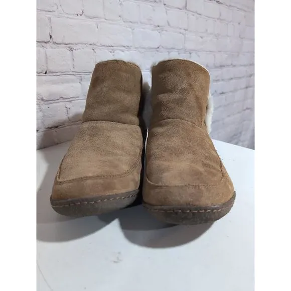 Sorel Womens Nakiska Bootie Slippers Camel Brown Suede NL3389-224 Size 10