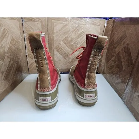 Sorel Women's Waterproof Hand Crafted Red Boots Size 9