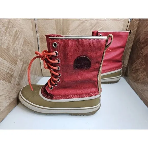 Sorel Women's Waterproof Hand Crafted Red Boots Size 9