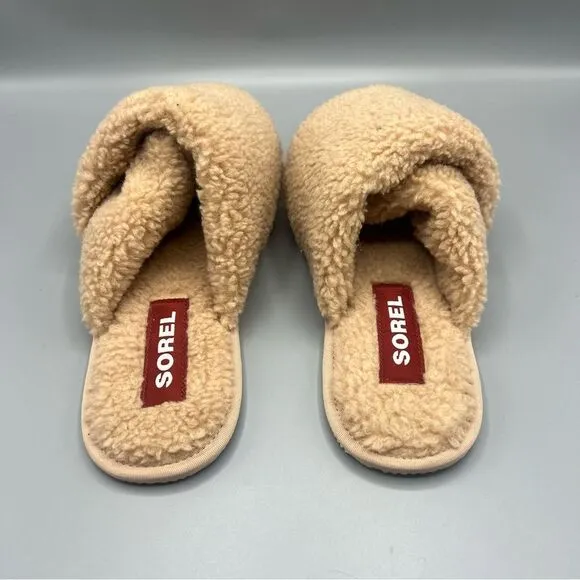 Sorel Womens Go Mail Run Natural Tan Slide On Slippers Shoes