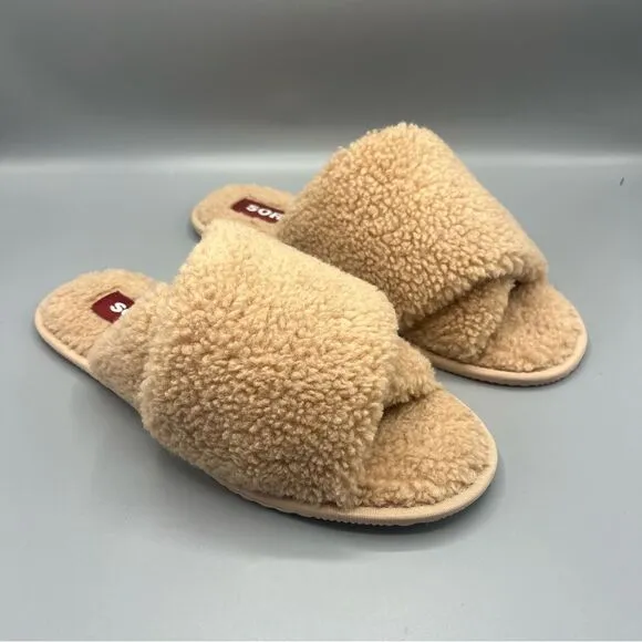 Sorel Womens Go Mail Run Natural Tan Slide On Slippers Shoes