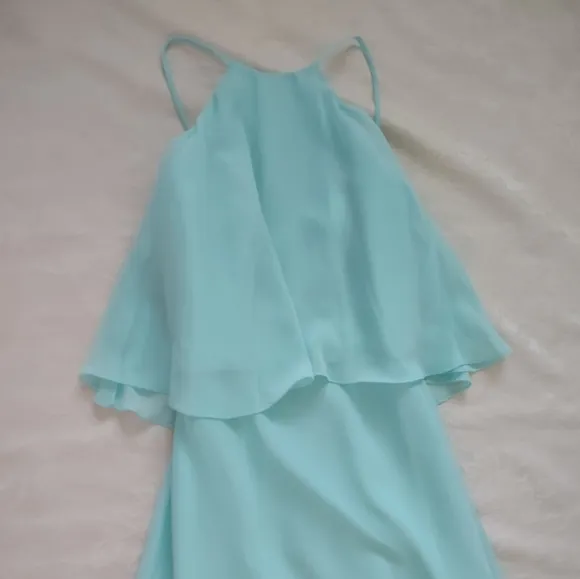 Sorella Vita Halter flowy chiffon gown maxi dress with overlay