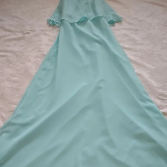 Sorella Vita Halter flowy chiffon gown maxi dress with overlay