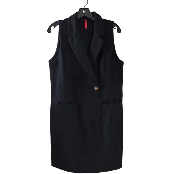 Spanx Large The Perfect Vest Dress Ponte Black Sleeveles Minimalist Office Siren
