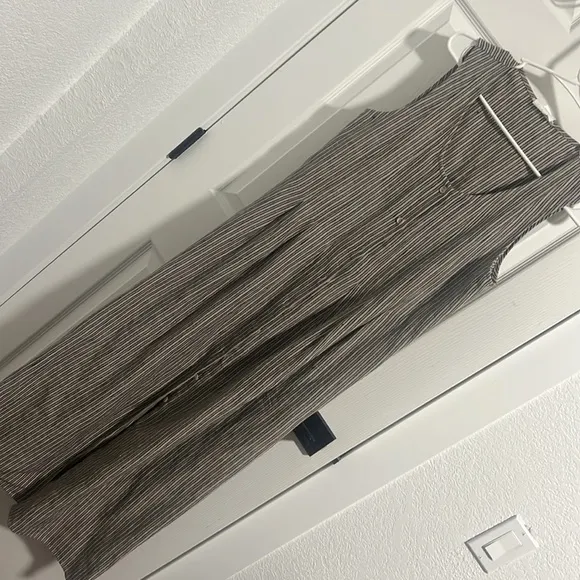 Spencer Tyler striped minimalist maxi linen dress, size M