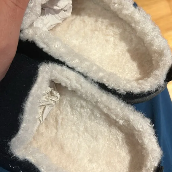 Spenco Orthotic women Slippers Dundee Wool blend Navy blue sz 7 MB Sherpa lined