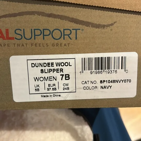 Spenco Orthotic women Slippers Dundee Wool blend Navy blue sz 7 MB Sherpa lined